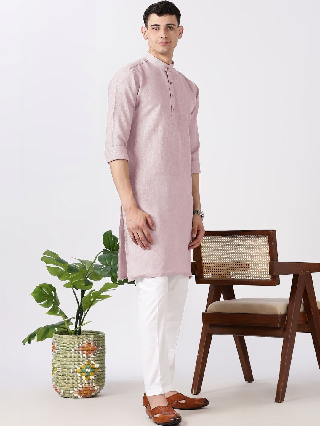 Anouk Men Cotton Linen Long Kurta thumbnail 4
