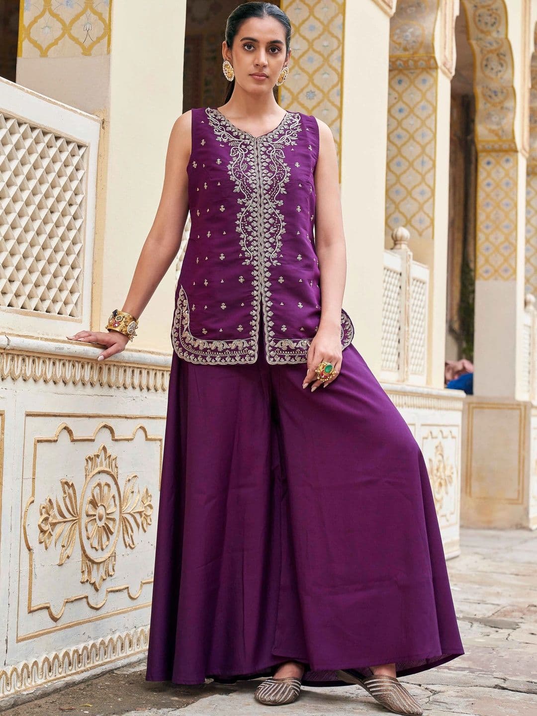 Tikhi Imli Embroidered Top with Palazzos - view 1