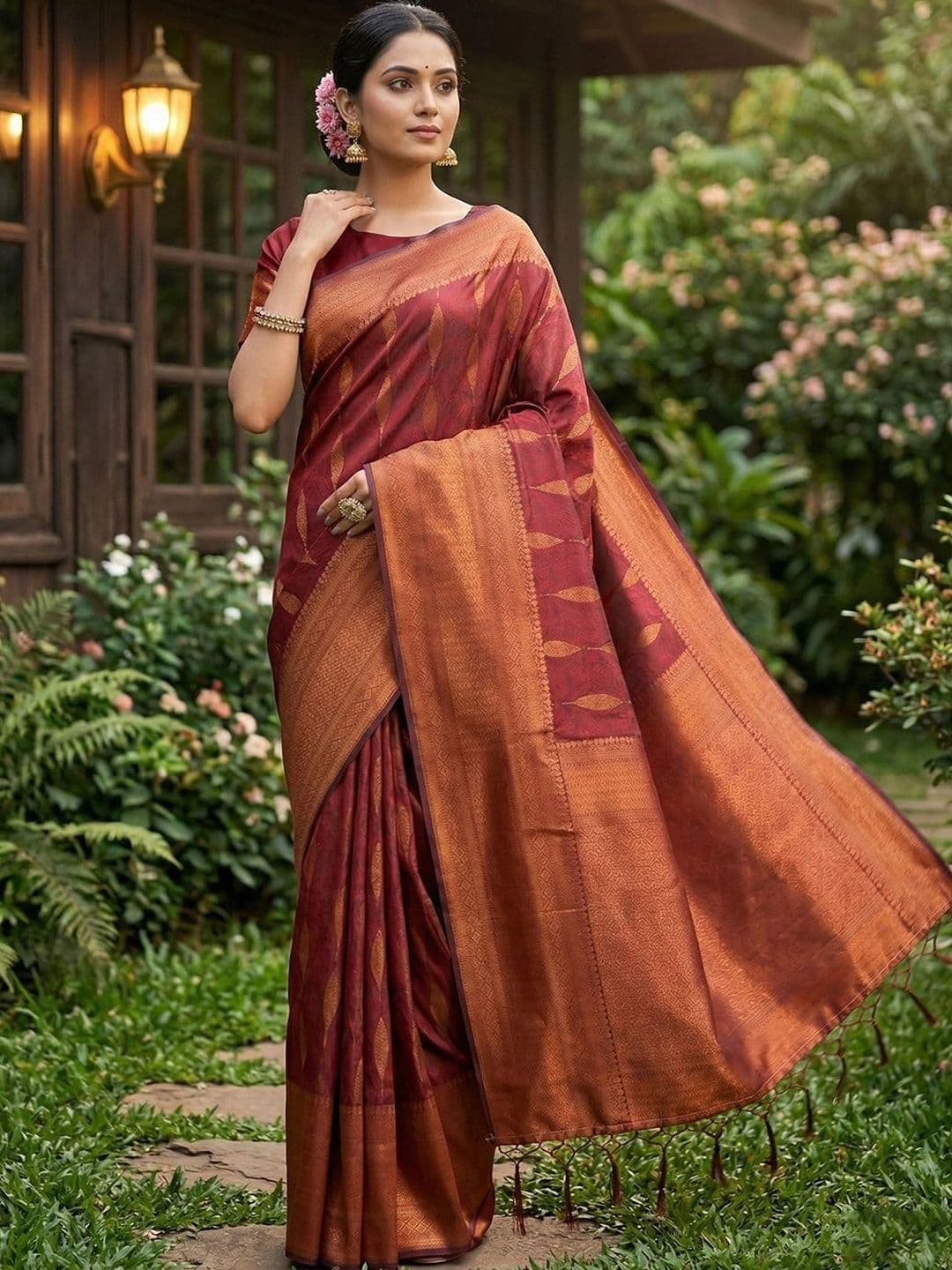 Mitera Woven Design Zari Silk Blend Banarasi Saree - view 1