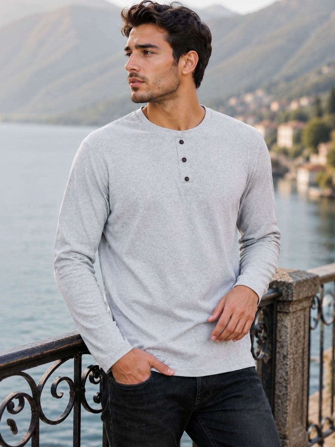 London Hills Men 2 Henley Neck T-shirt thumbnail 5