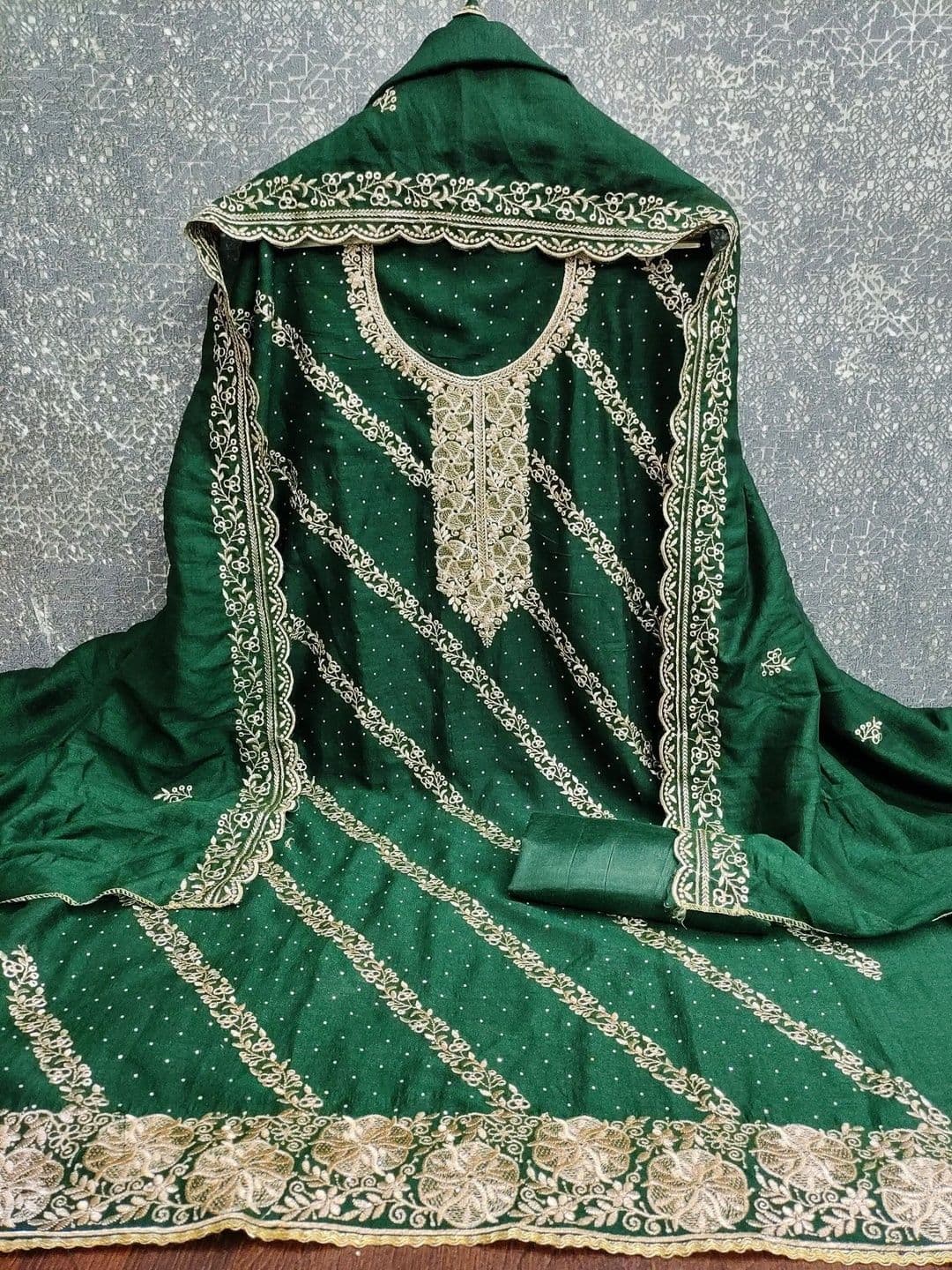 TAVAS Embroidered Pure Cotton Unstitched Dress Material - view 1