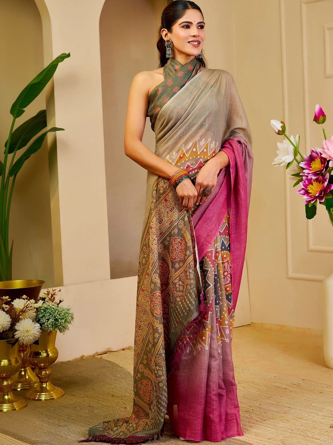 SAIYAMORI Kalamkari Pure Cotton Saree - view 1
