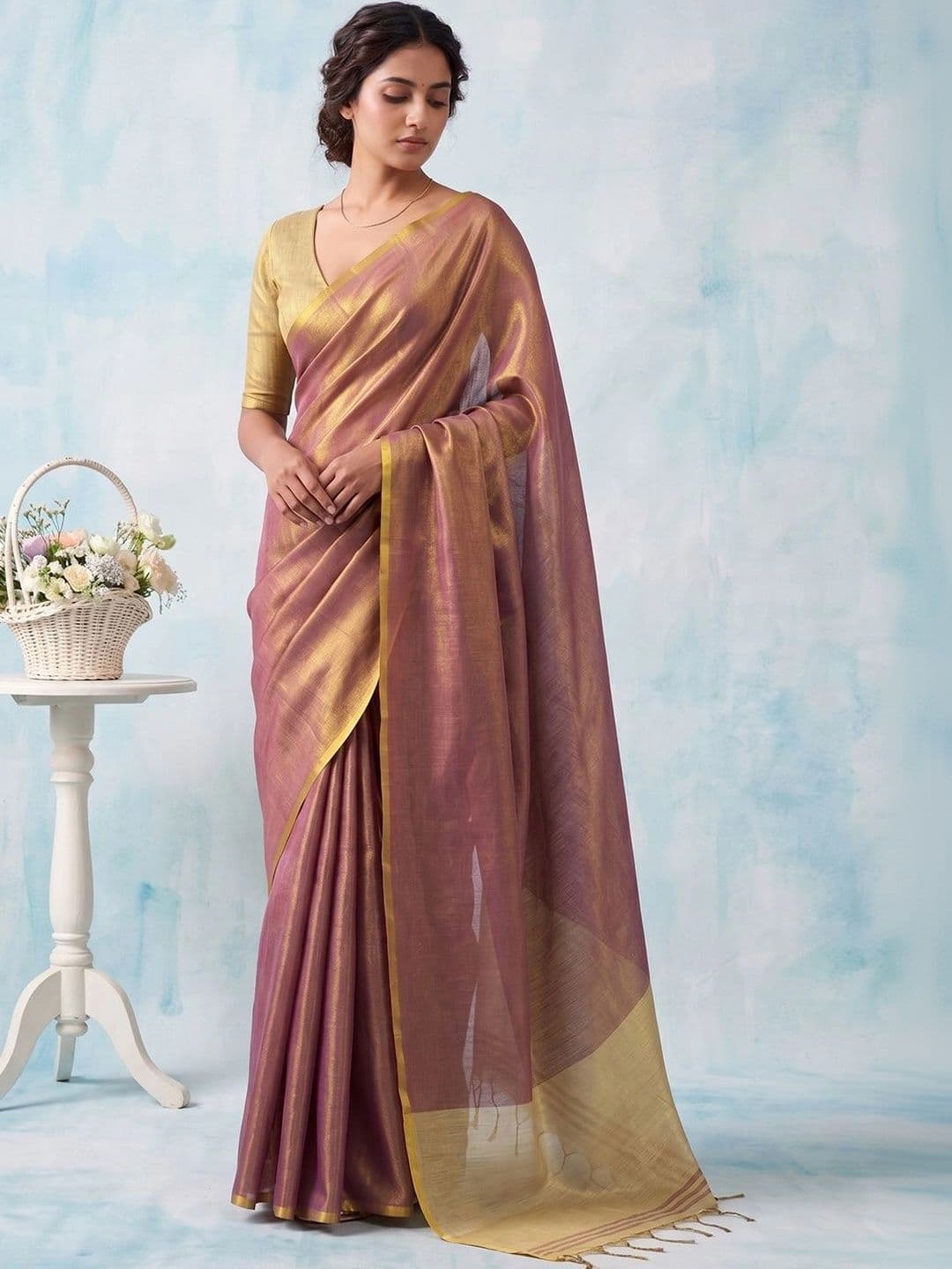 Mitera Woven Design Zari Tissue Saree - view 1