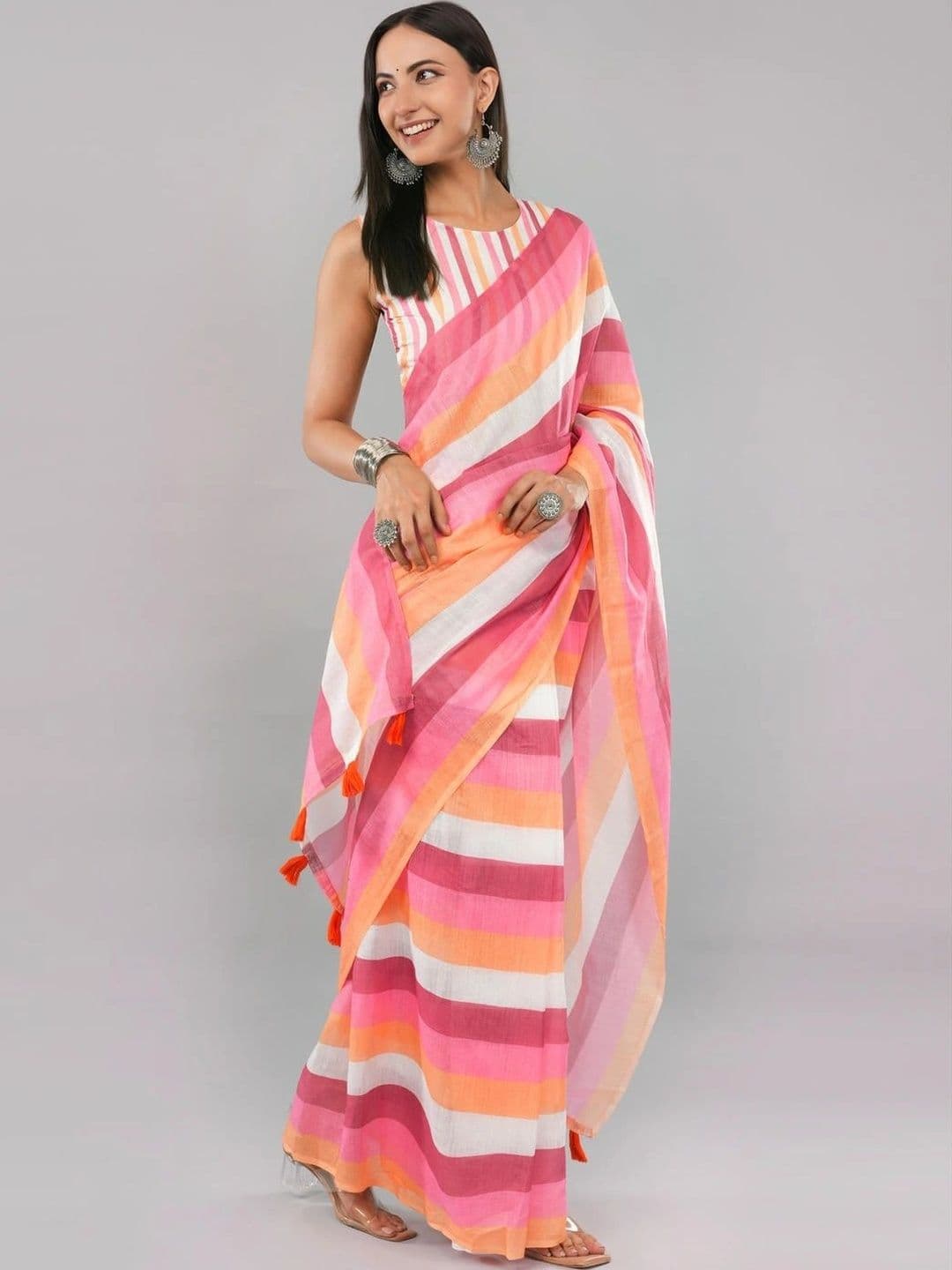 SAMANTHA Striped Linen Blend Saree thumbnail 6