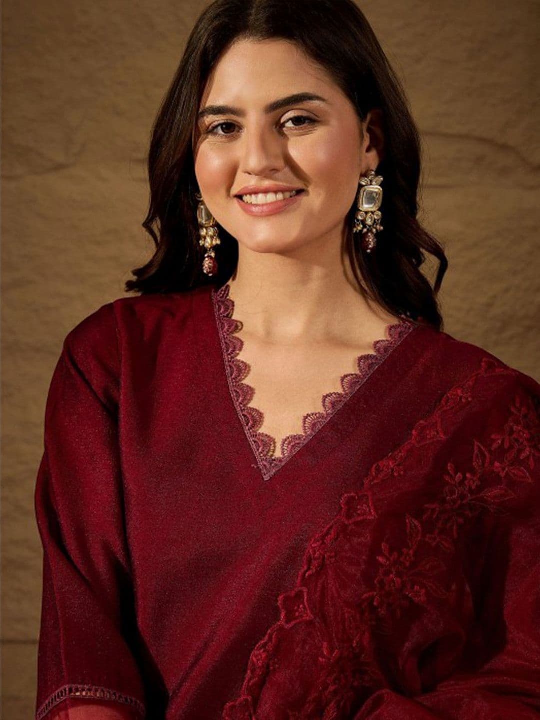 Sangria Women Ethnic Motifs Regular Thread Work Kurta with Trousers & With Dupatta thumbnail 7