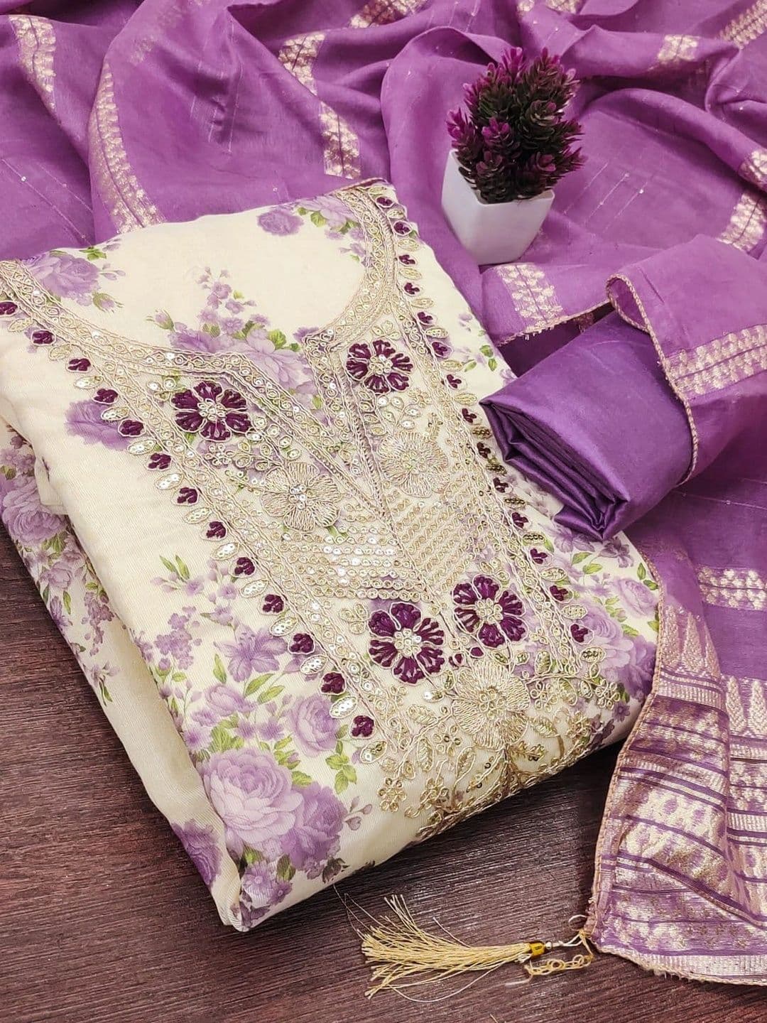 TAVAS Embroidered Unstitched Dress Material thumbnail 5