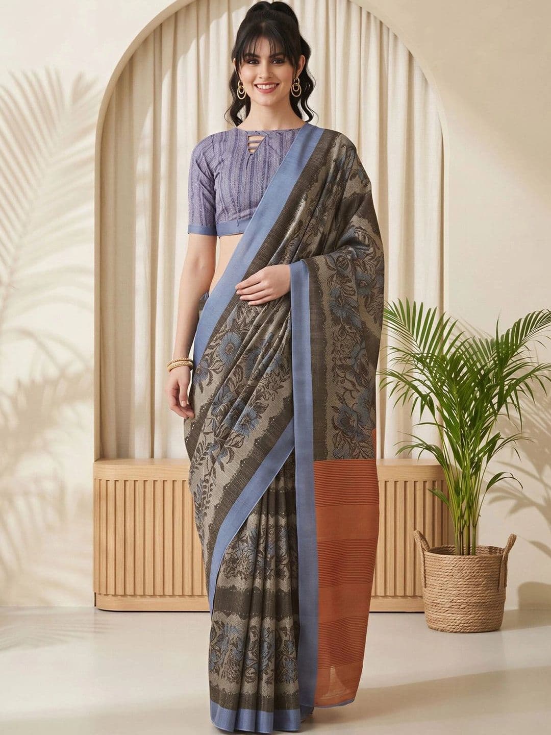 Sangria Floral Designer Saree - view 1