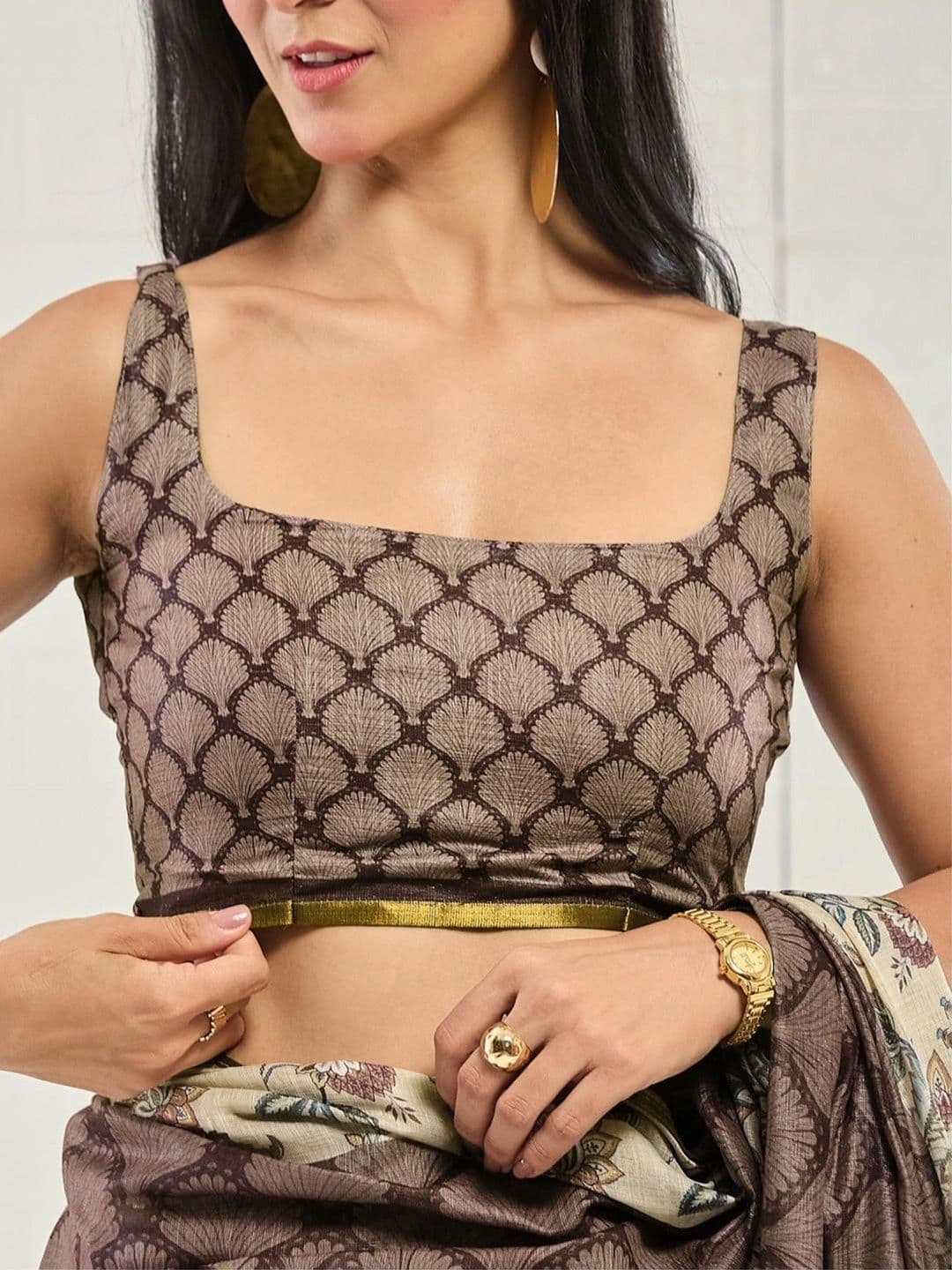 SAMANTHA Floral Linen Blend Fusion Saree thumbnail 4