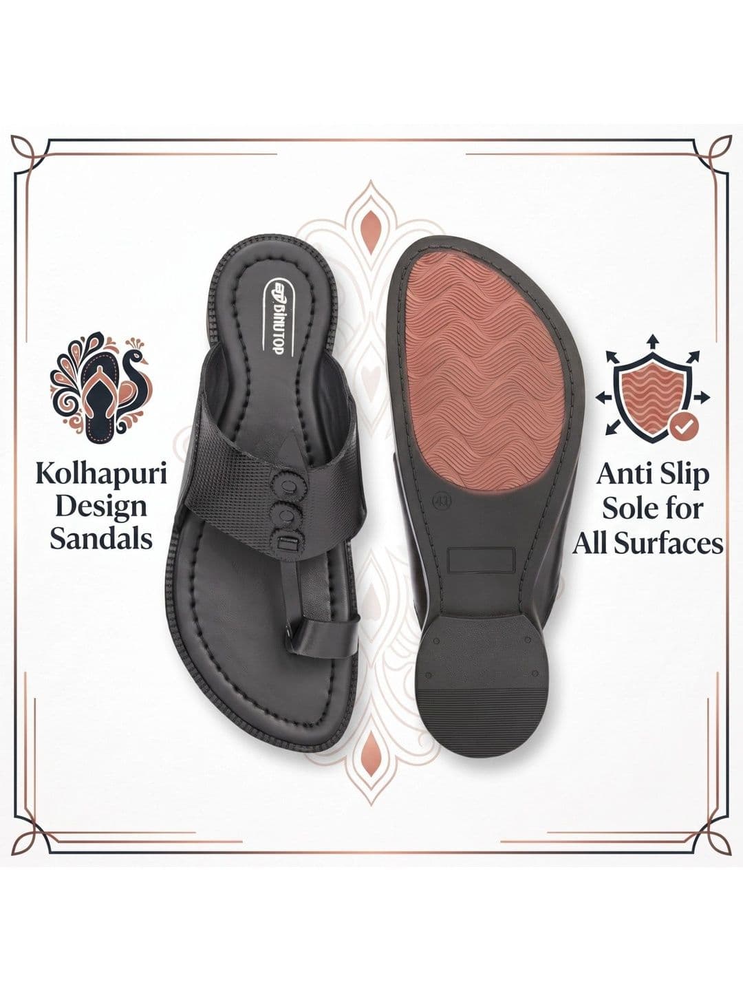 BINUTOP Men Leather Comfort Sandals thumbnail 6