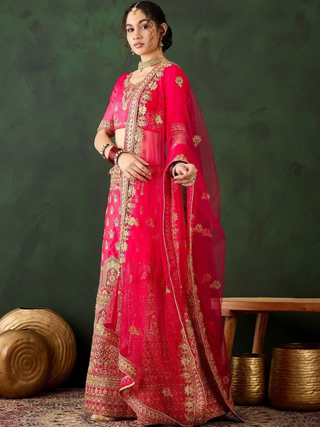 Anouk Rustic Embroidered Semi-Stitched Lehenga & Unstitched Blouse With Dupatta thumbnail 5