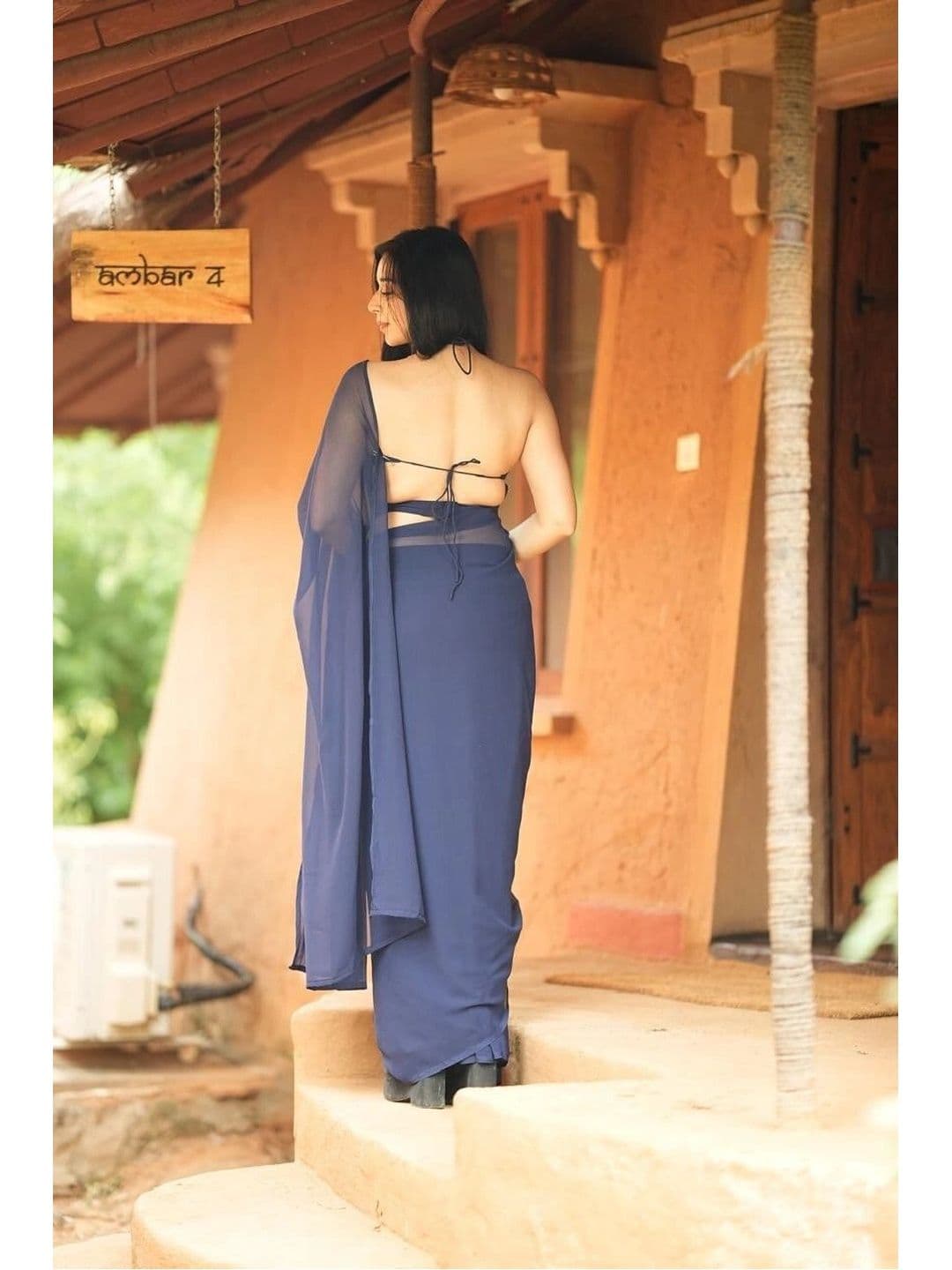 Sangria Poly Georgette Designer Maheshwari Saree thumbnail 2