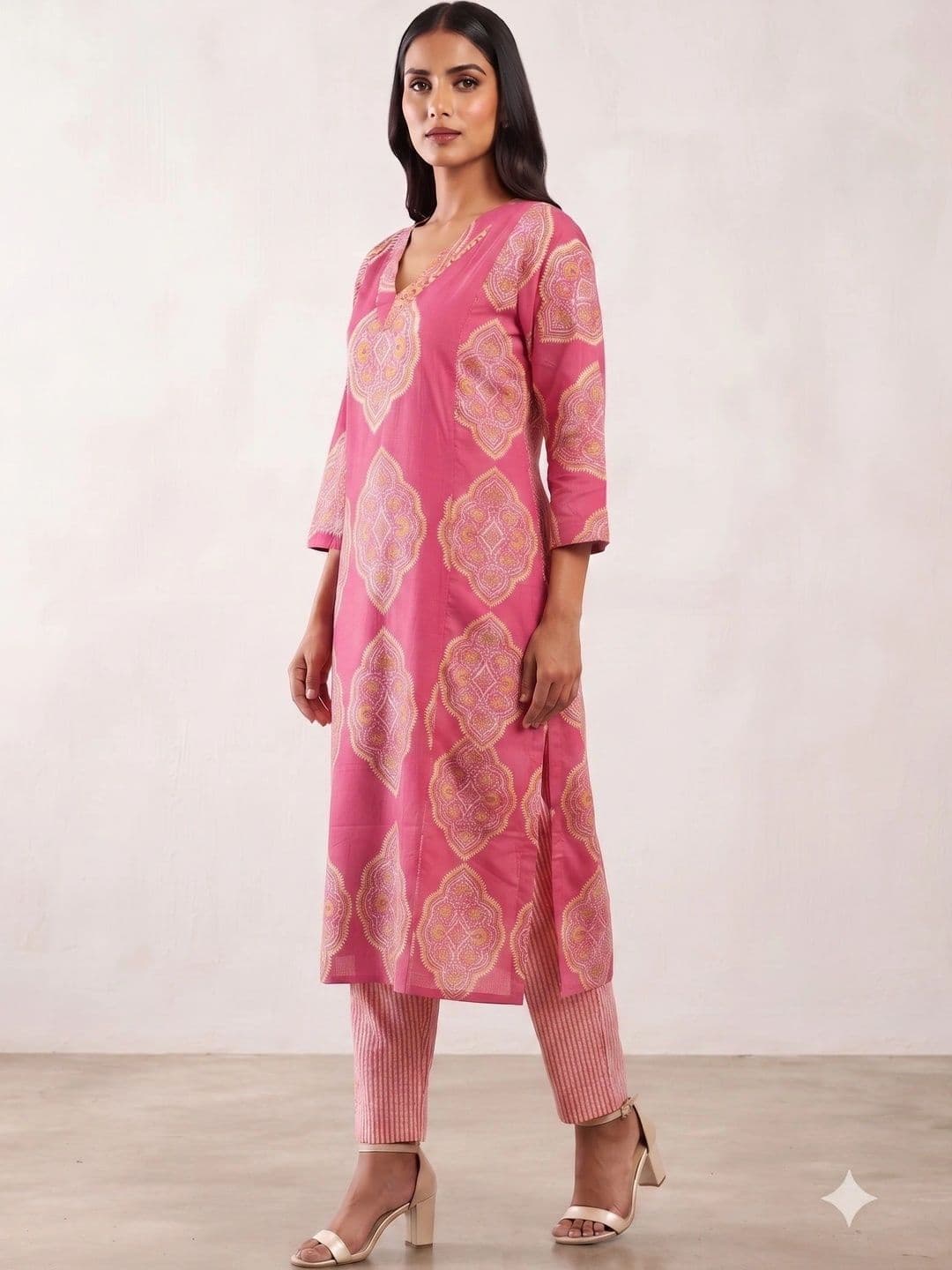NAVYAAZRI Women Ethnic Motifs Printed Regular Pure Cotton Kurta with Trousers & With Dupatta thumbnail 5