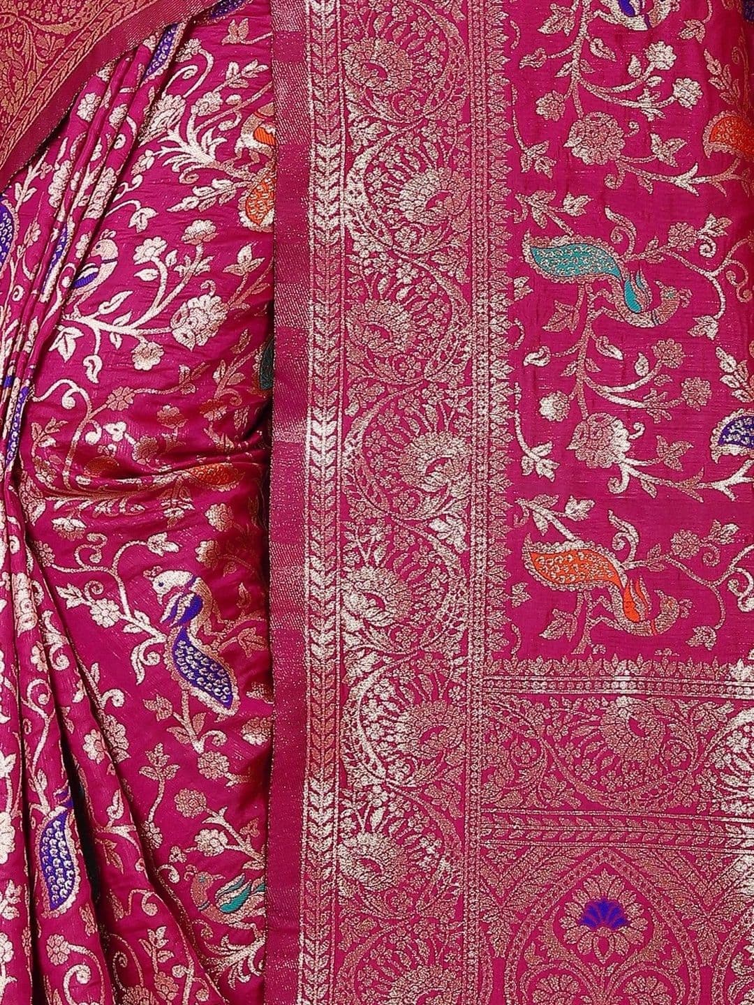 SILKARA CREATION Woven Design Zari Silk Blend Banarasi Saree thumbnail 6