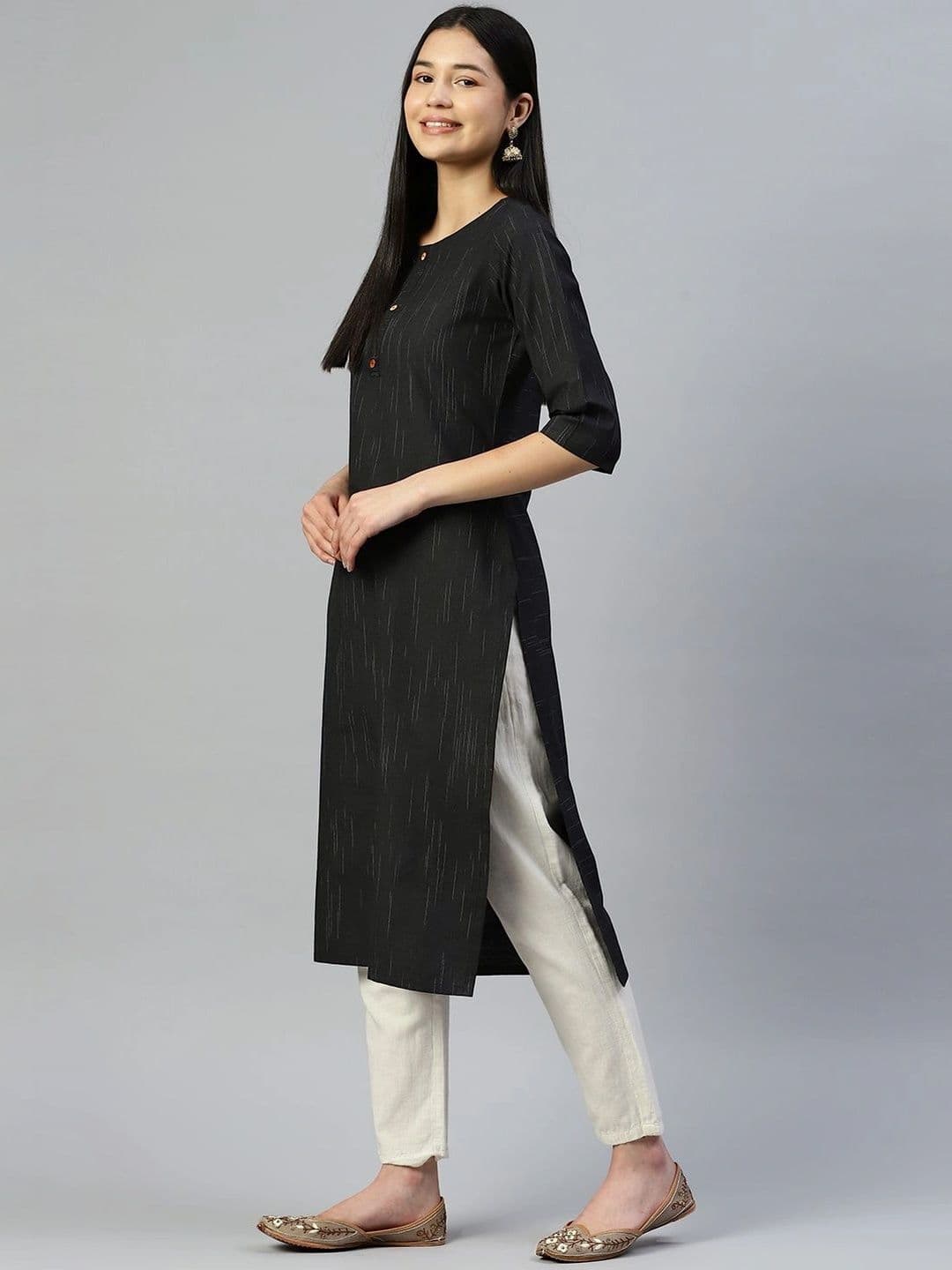 Anouk X fwd Women Black Cotton Blend Woven Kurta thumbnail 5