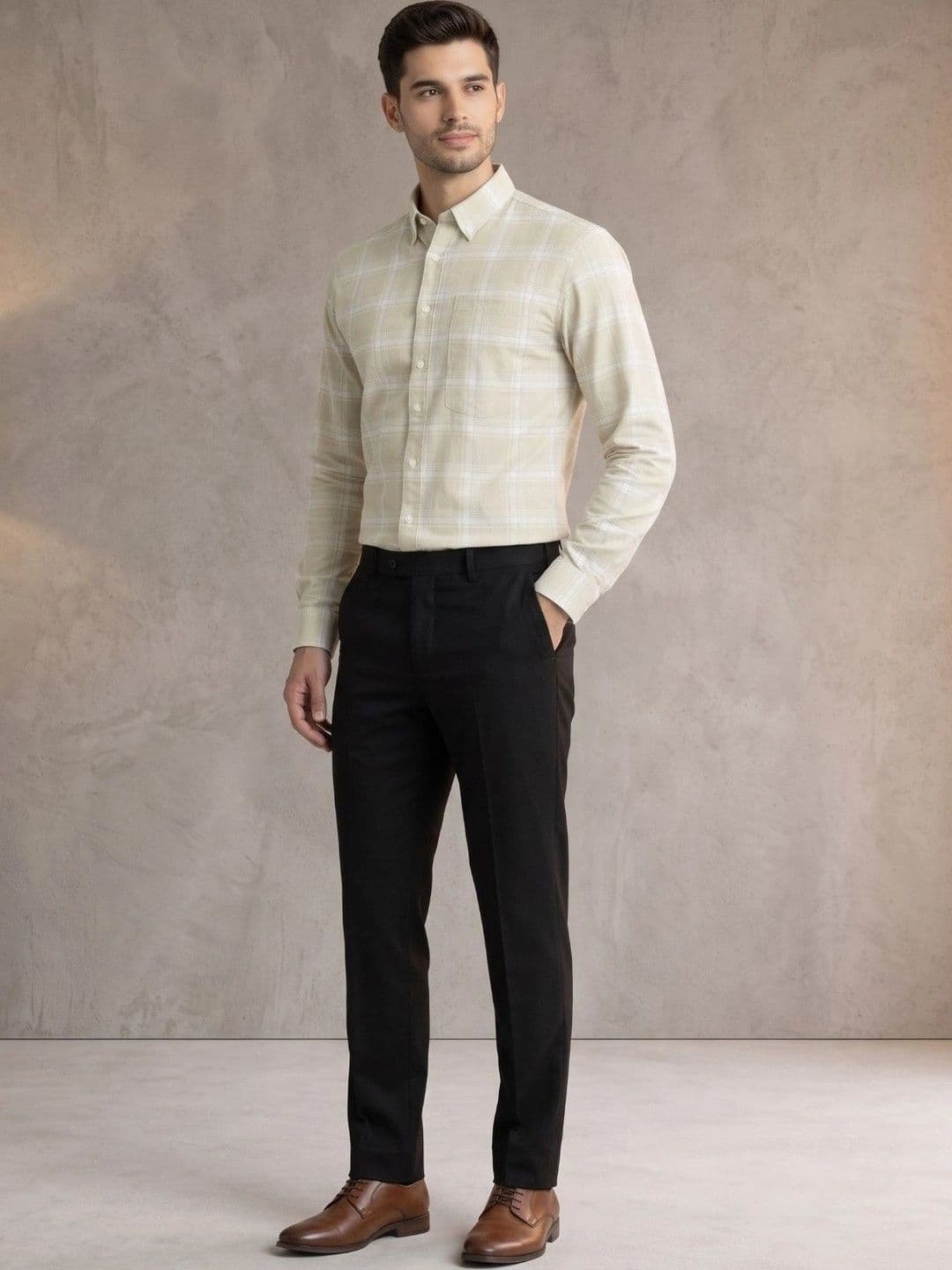 Studio-9 Men Classic Slim Fit Gingham Checks Checked Casual Shirt thumbnail 4