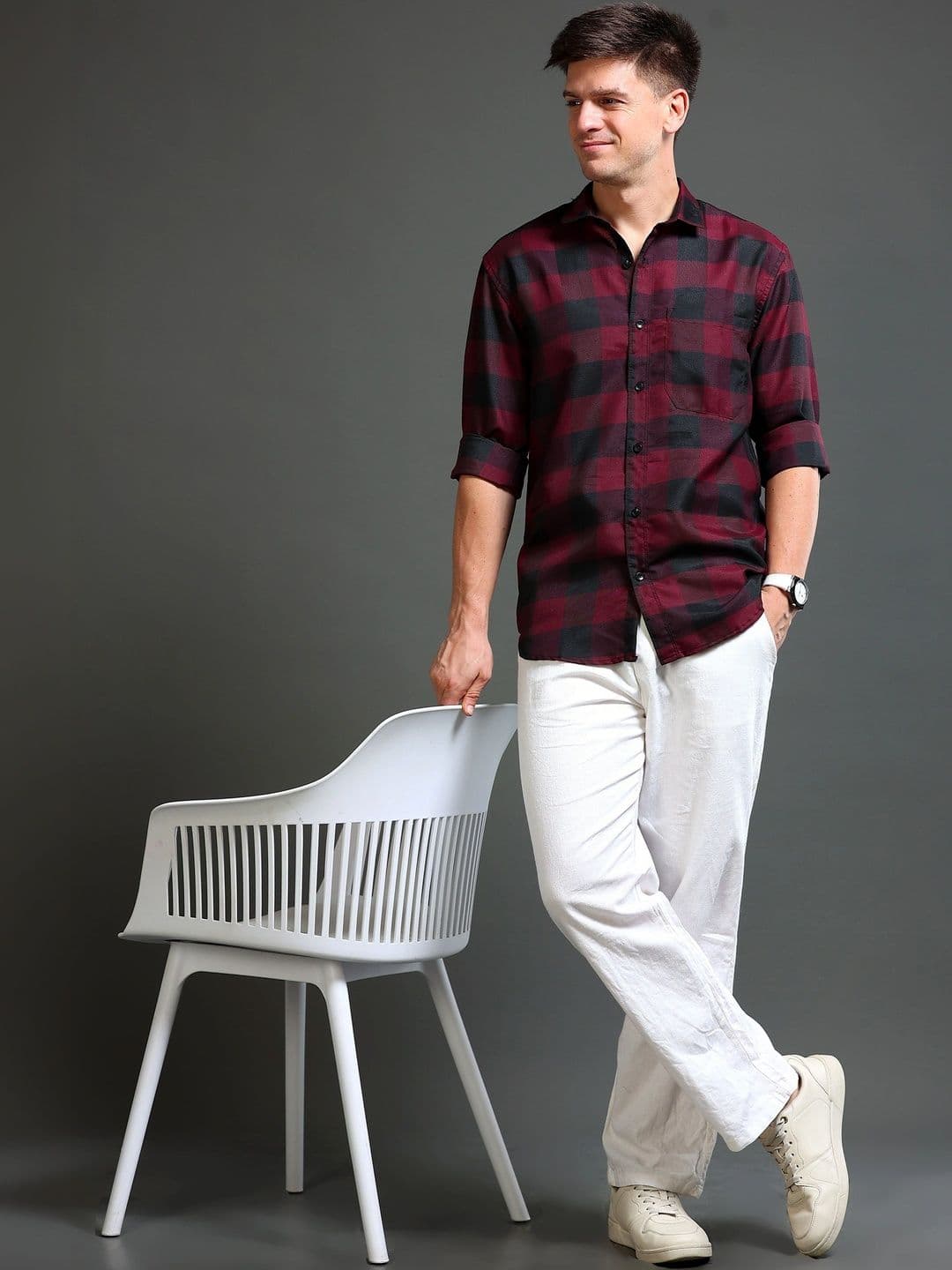 TOM MACKLER Men Classic Slim Fit Buffalo Checks Checked Casual Shirt thumbnail 4