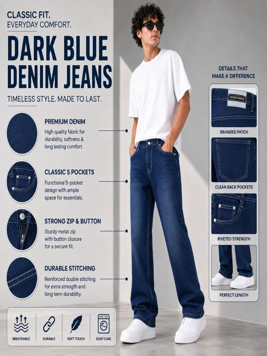 CMD Coinmen Denims Men Mid-Rise Stretchable Jeans thumbnail 3