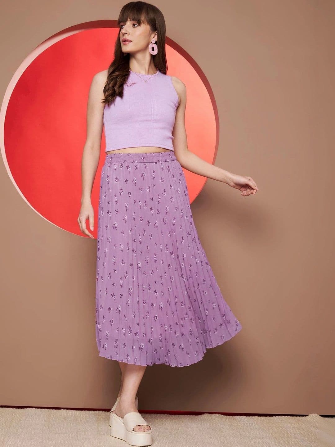 CORSICA Women Floral Accordion Pleated Midi Flared Skirt thumbnail 2