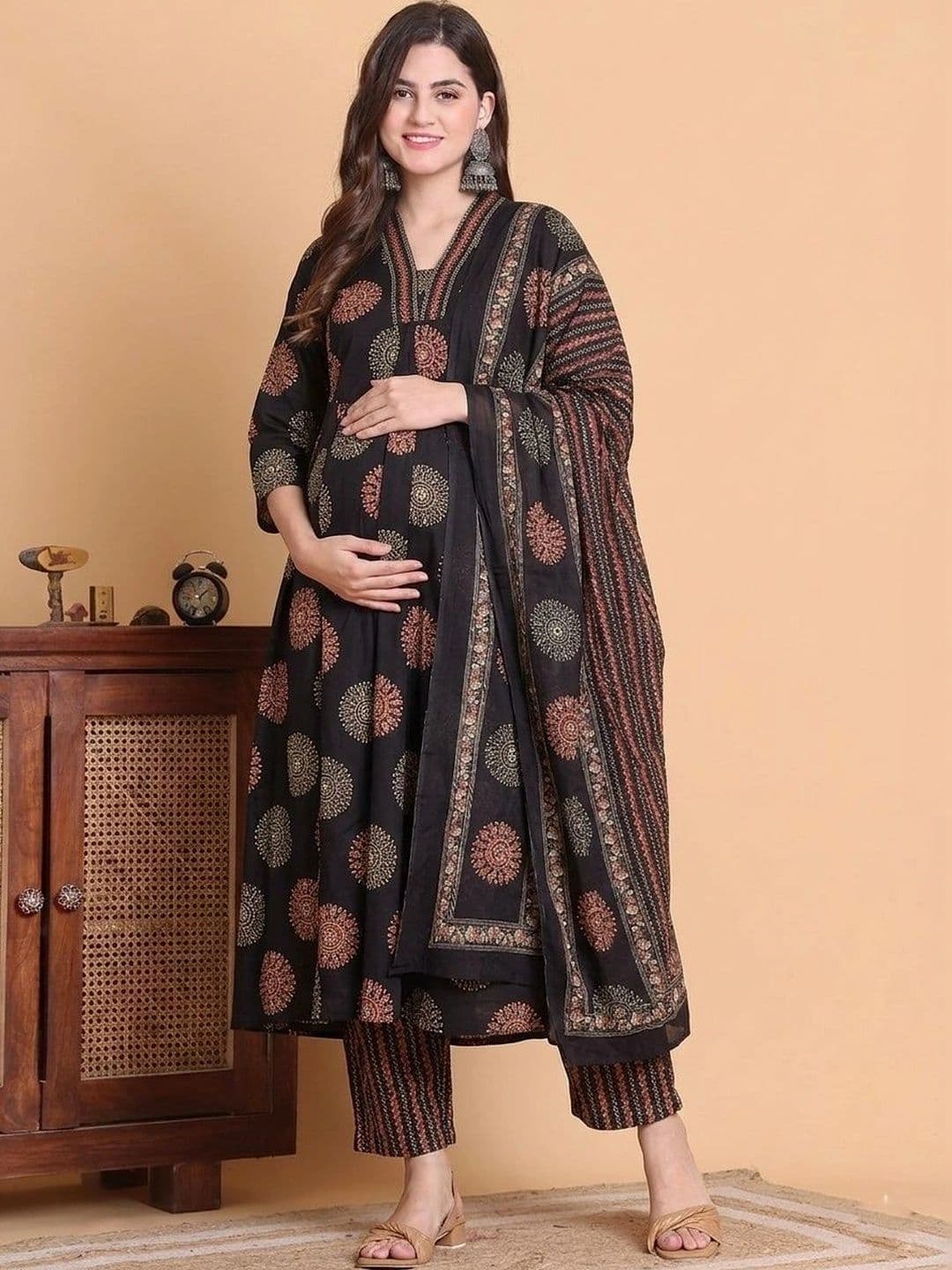 SKY FAB Women Ethnic Motifs Printed Empire Kurta with Trousers & With Dupatta - view 1