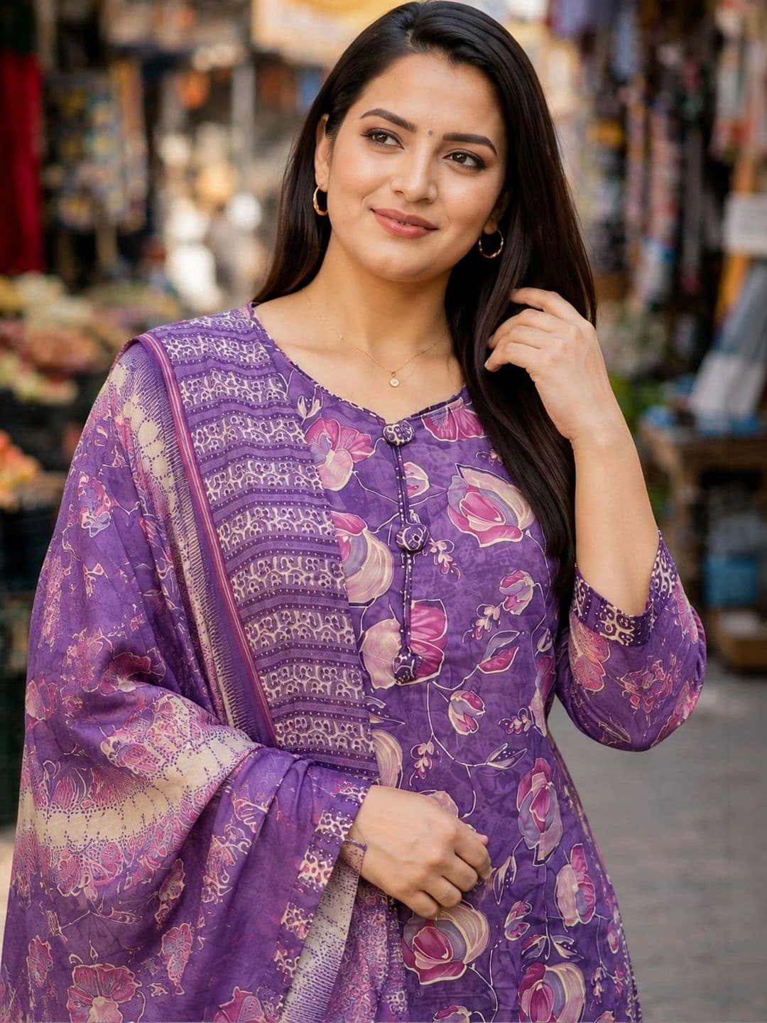 Aaradhya Fashion Women Floral Printed Regular Kurta with Patiala & With Dupatta thumbnail 2