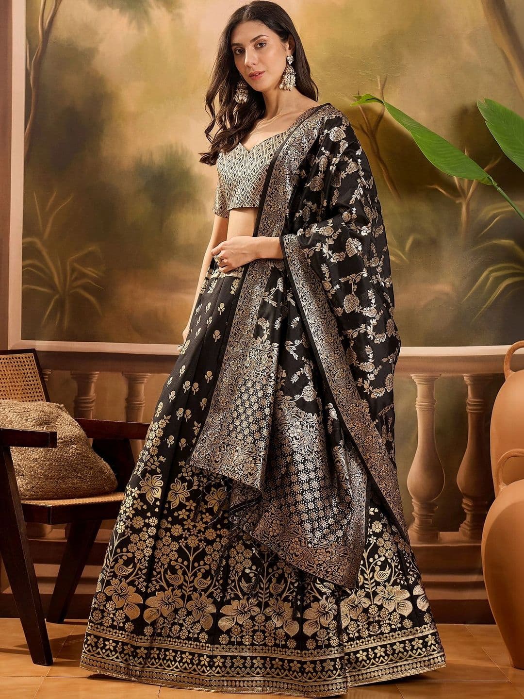 Anouk Rustic Semi-Stitched Lehenga & Unstitched Blouse With Dupatta thumbnail 6