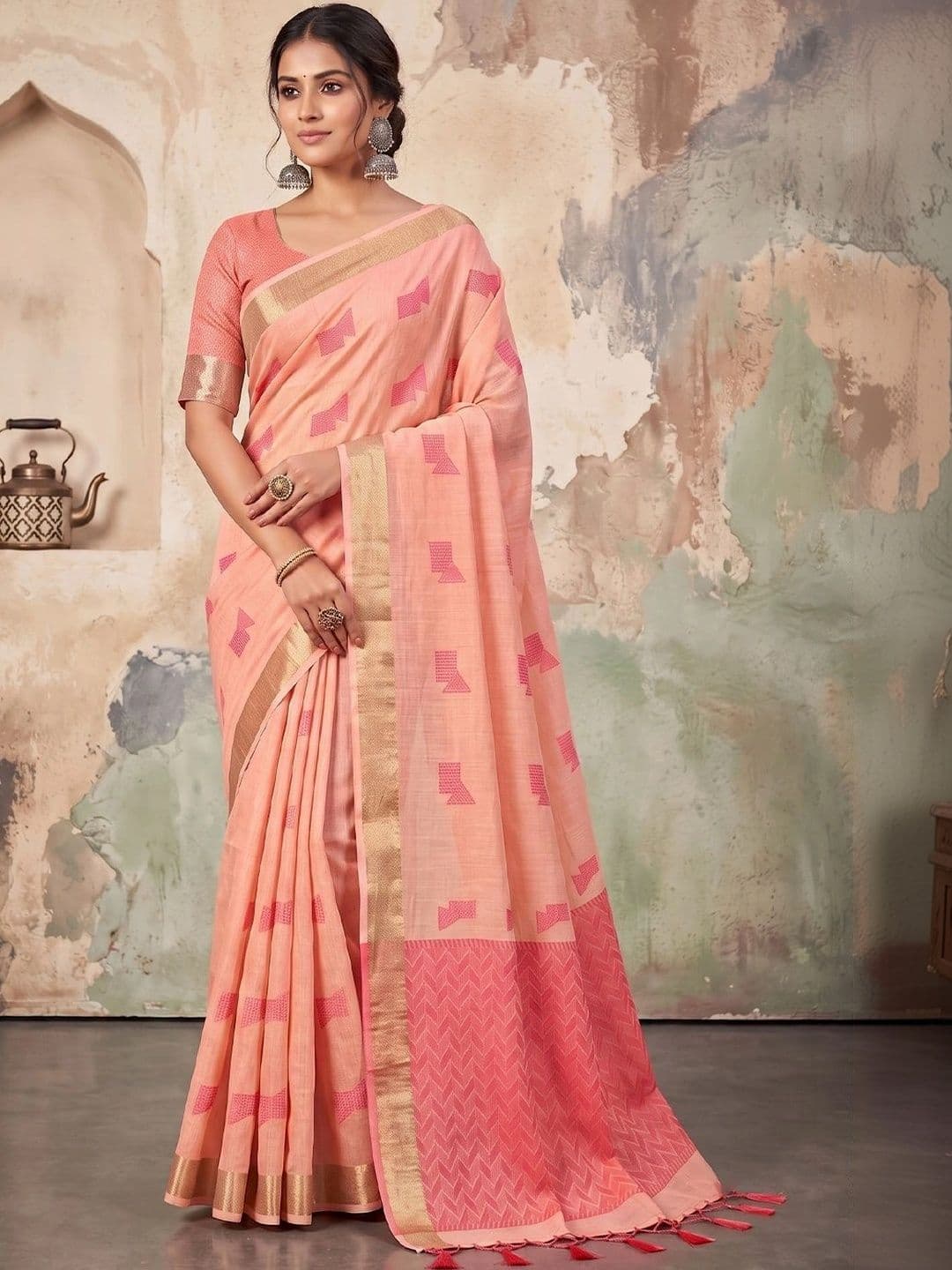 Mitera Woven Design Linen Blend Saree - view 1