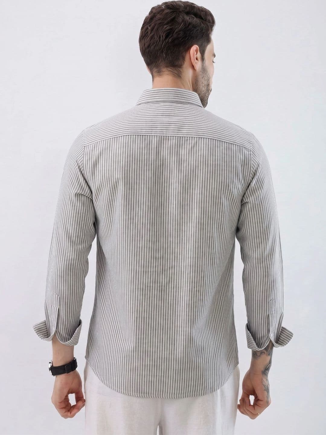 HENSHIKA Men Cotton Striped Printed Casual Shirt thumbnail 6
