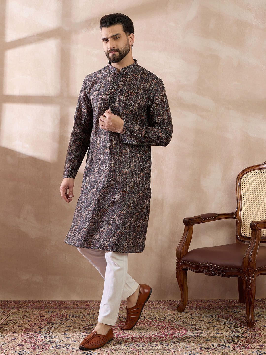 Ethnic Bay Men Ethnic Motifs Printed Summer Sheers Kurta thumbnail 4