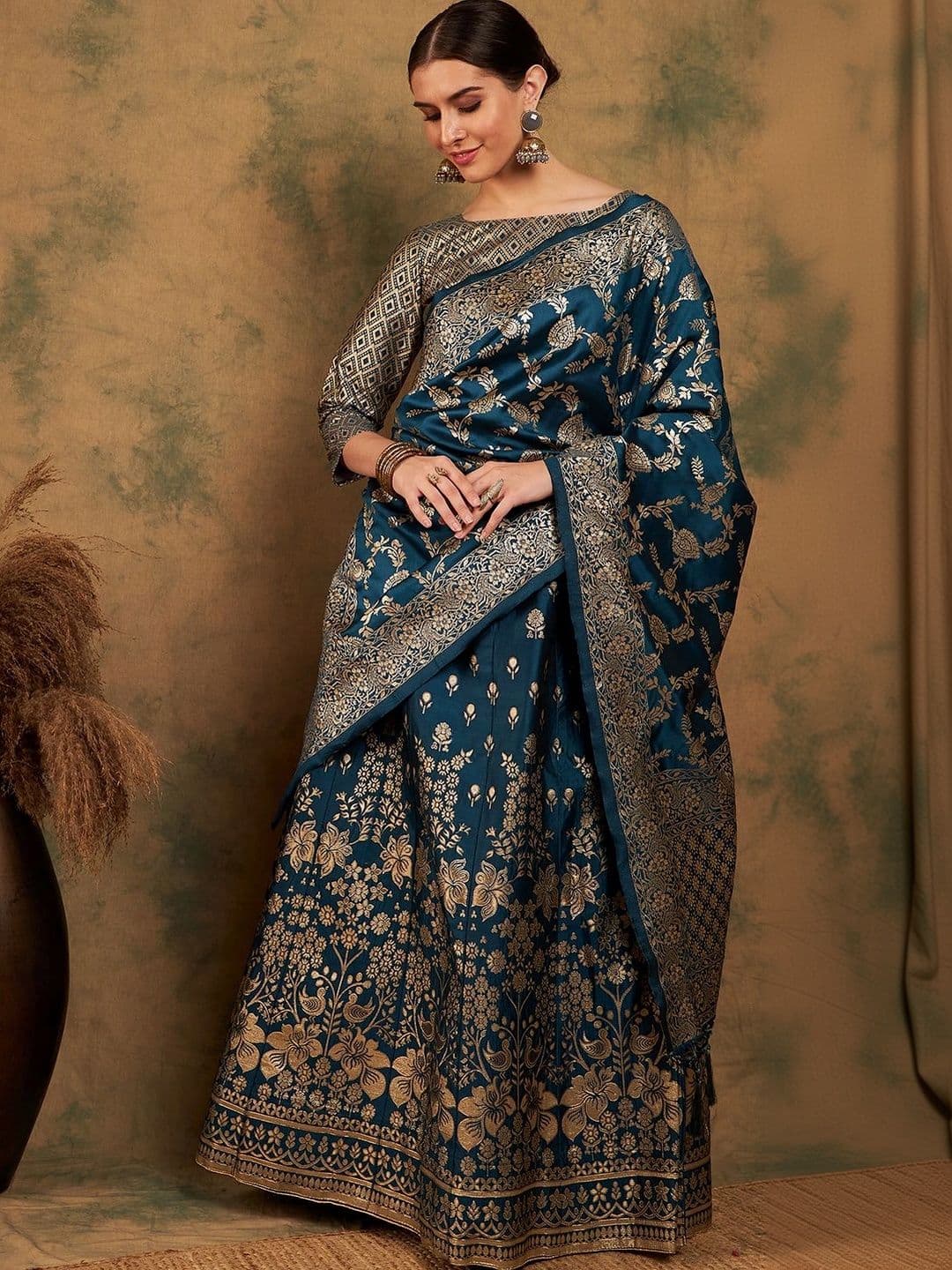 Anouk Rustic Semi-Stitched Lehenga & Unstitched Blouse With Dupatta - view 1