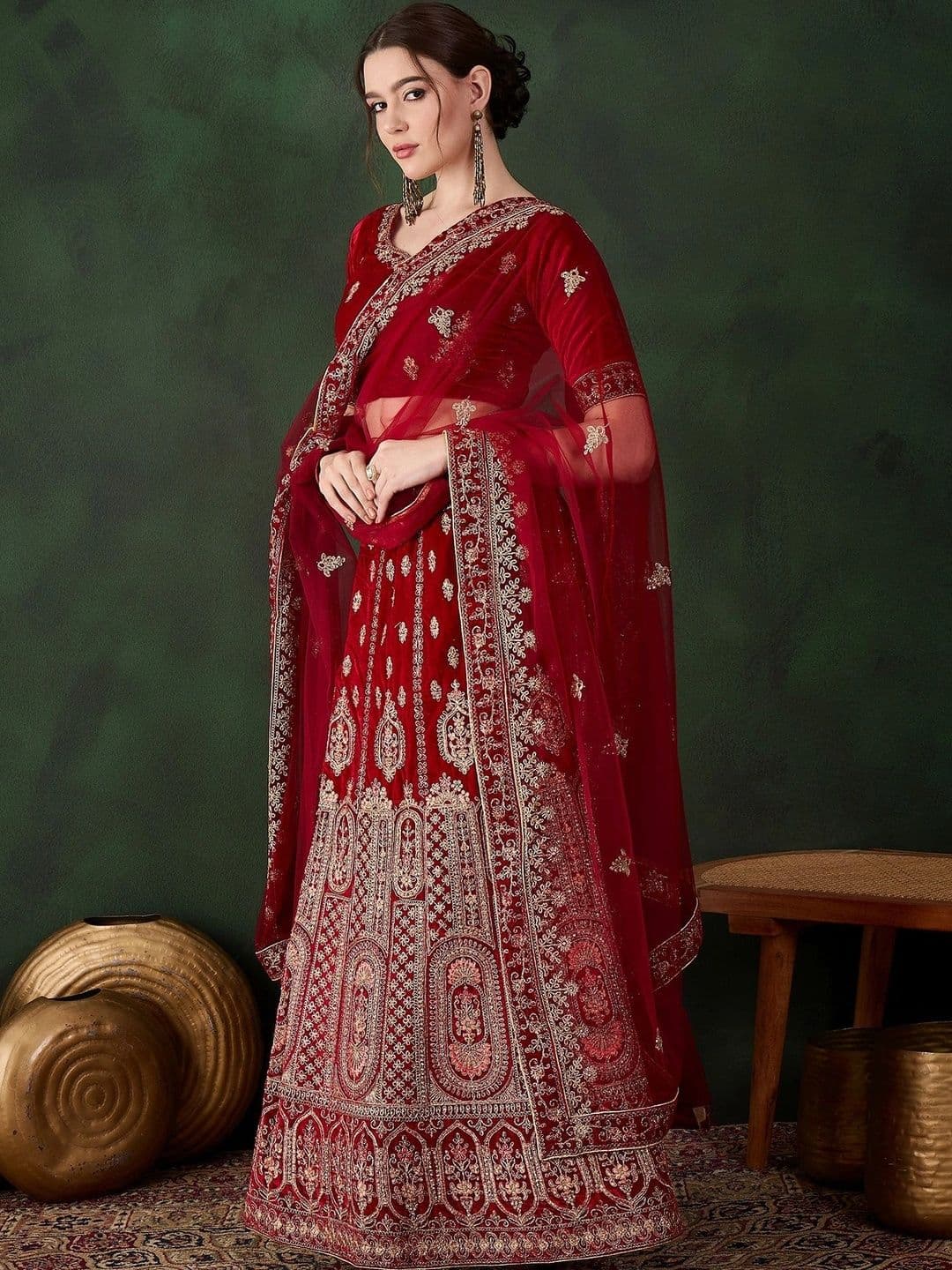 Anouk Rustic Embroidered Semi-Stitched Lehenga & Unstitched Blouse With Dupatta thumbnail 7