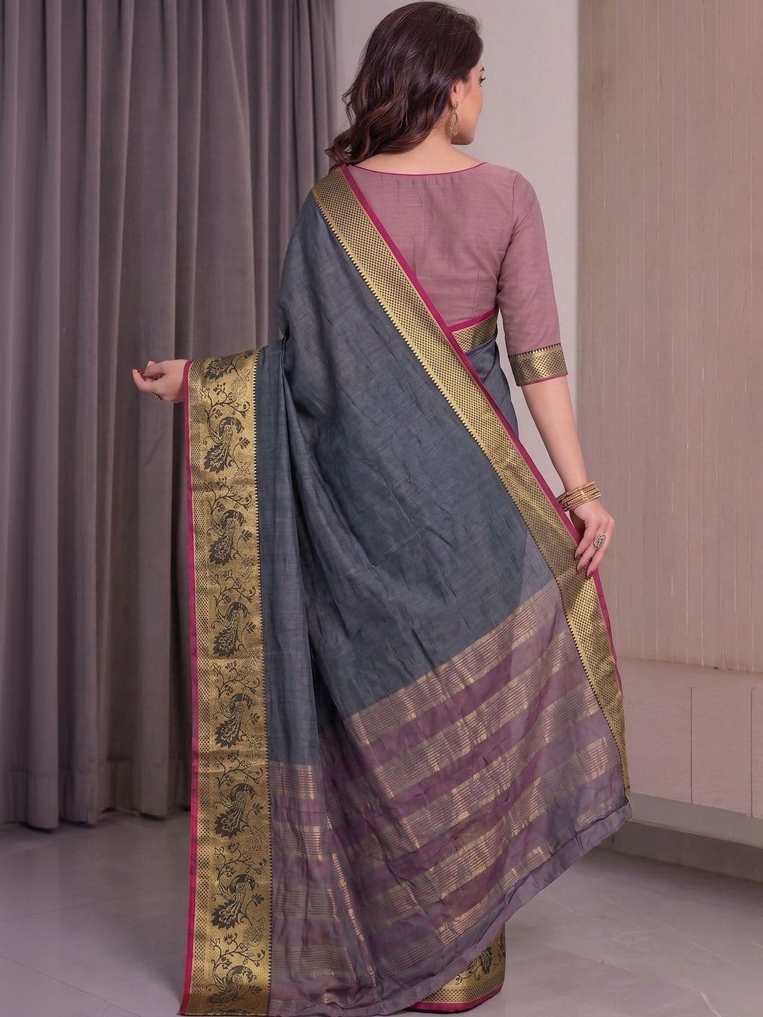 BOLOKA Woven Design Zari Designer Narayan Peth Saree thumbnail 4