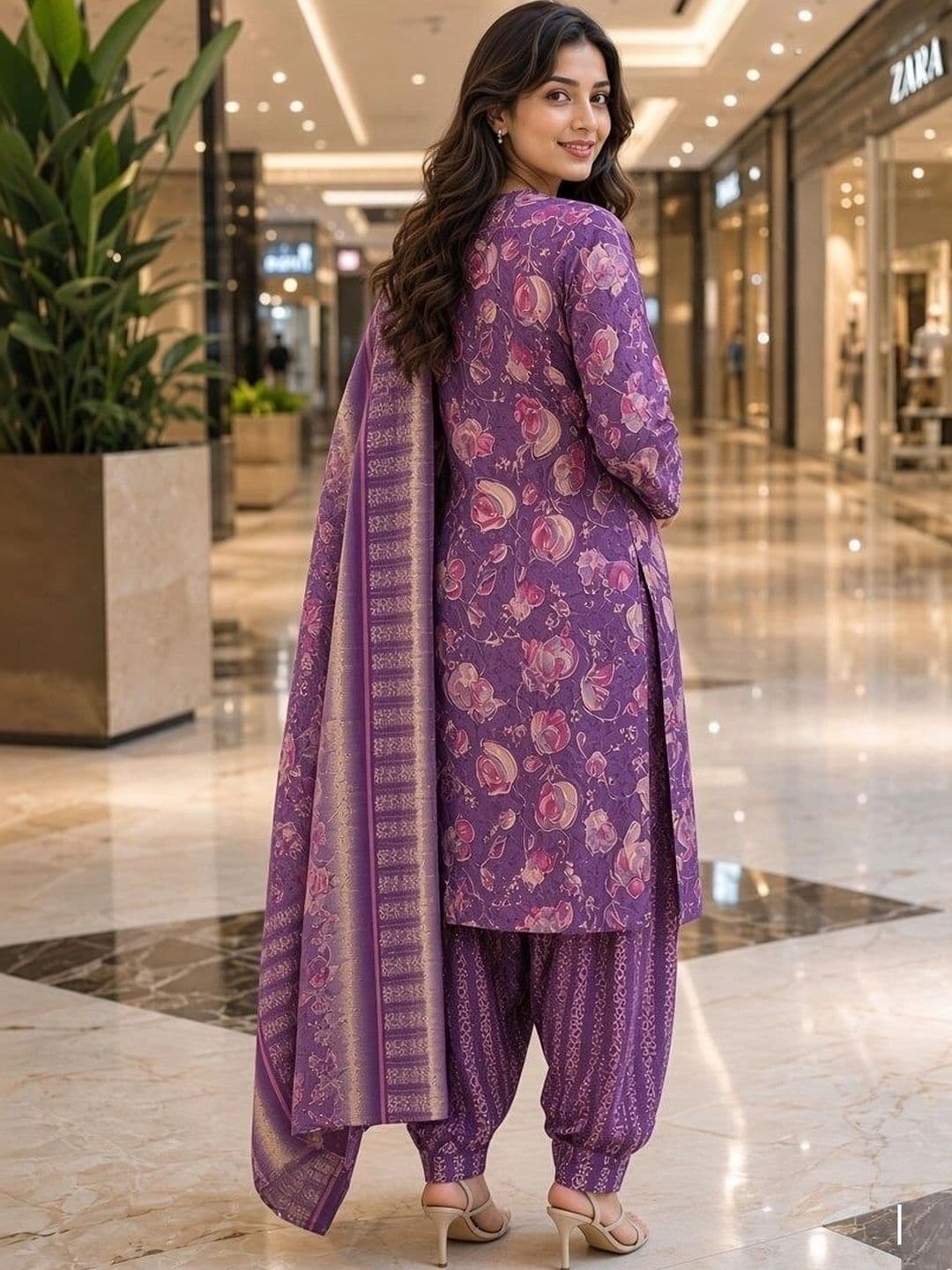 Roly Poly Women Floral Printed Regular Kurta with Patiala & With Dupatta thumbnail 4