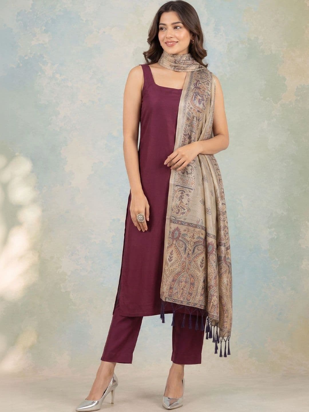 AADVIKA Women Ethnic Motifs Regular Kurta with Trousers & With Dupatta thumbnail 2