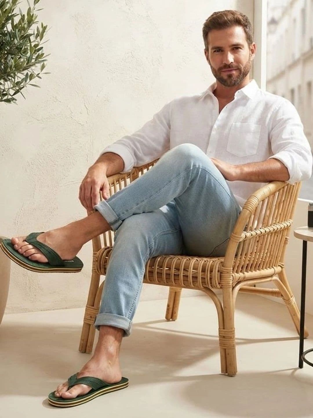BERSACHE Men Striped Thong Flip-Flops thumbnail 6