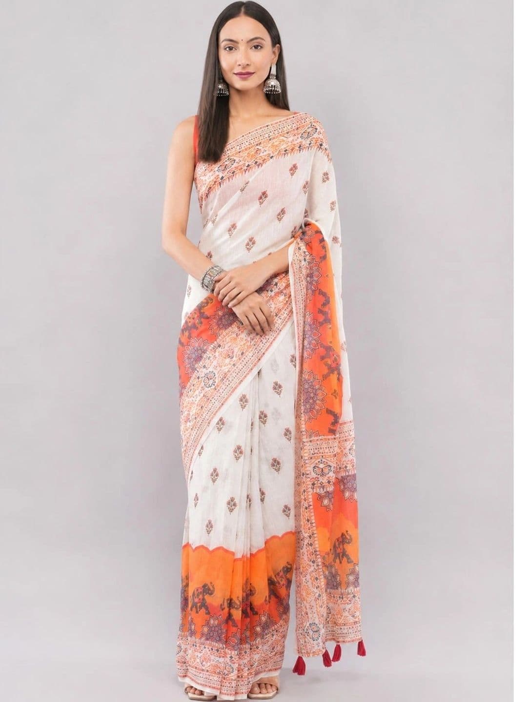 SAMANTHA Ethnic Motifs Linen Blend Saree - view 1