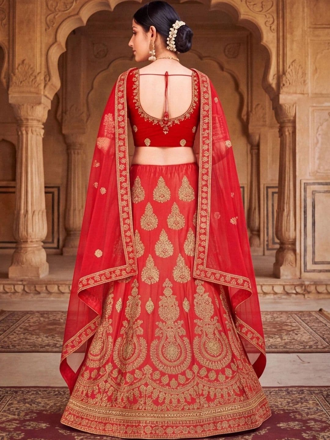 Anouk Rustic Embroidered Semi-Stitched Lehenga & Unstitched Blouse With Dupatta thumbnail 3