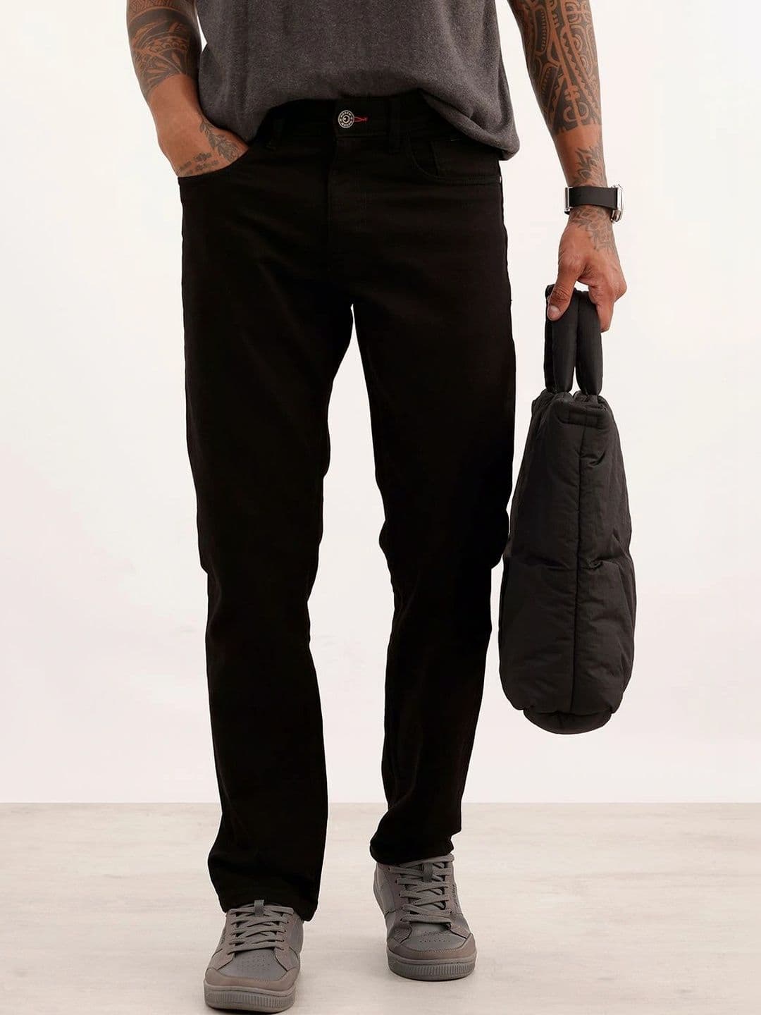 WROGN Men Straight Fit Mid-Rise Stretchable Jeans - view 1