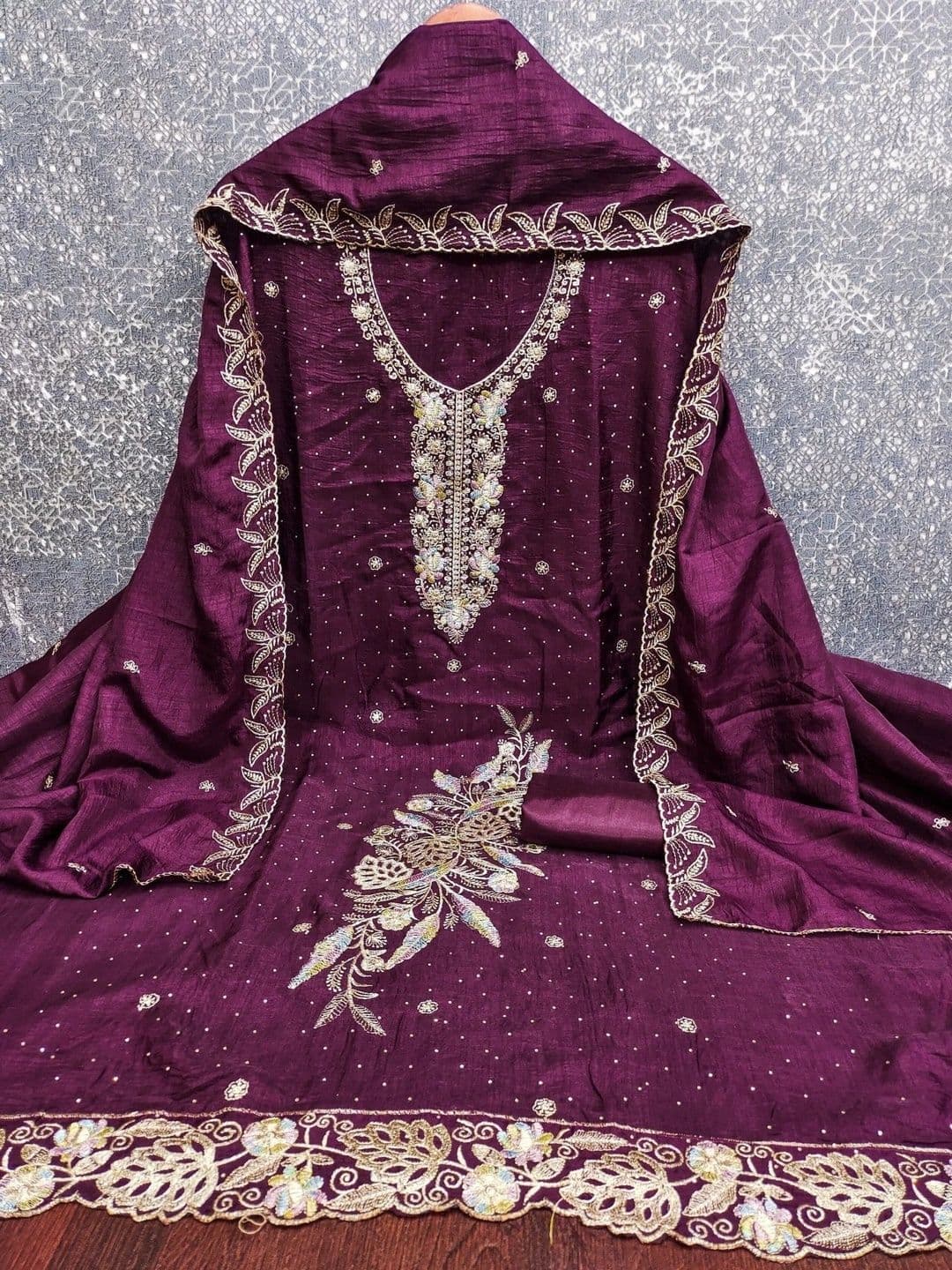 TAVAS Embroidered Pure Cotton Unstitched Dress Material thumbnail 5