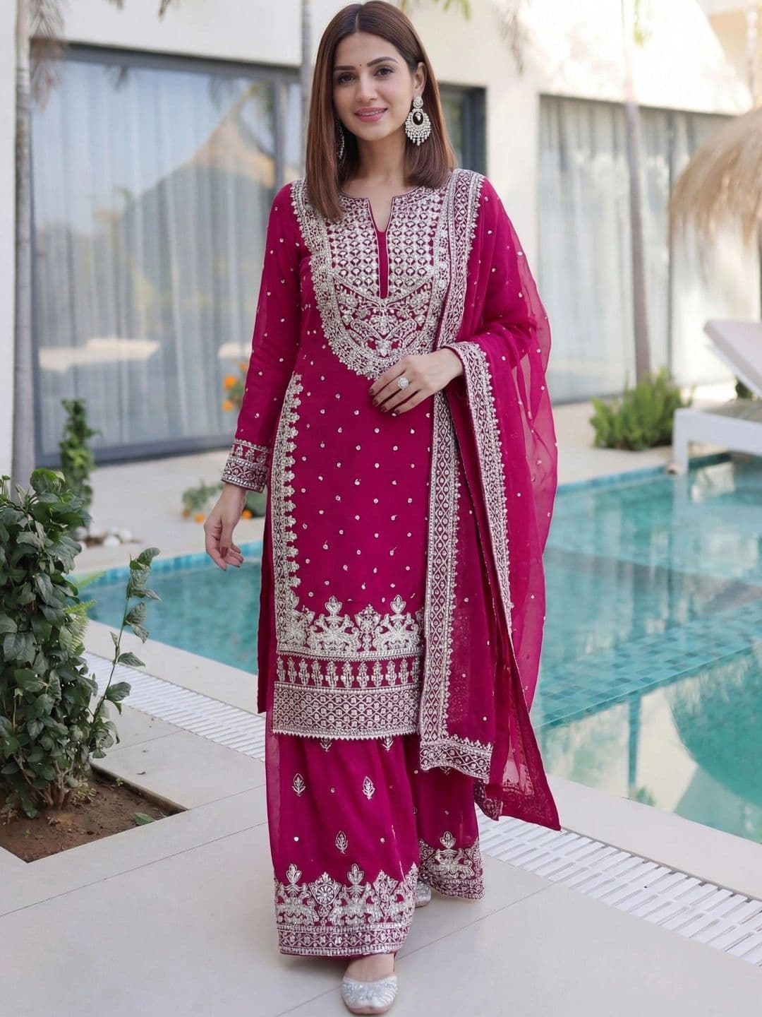 Anouk Women Ethnic Motifs Embroidered Regular Kurta with Sharara & With Dupatta - view 1