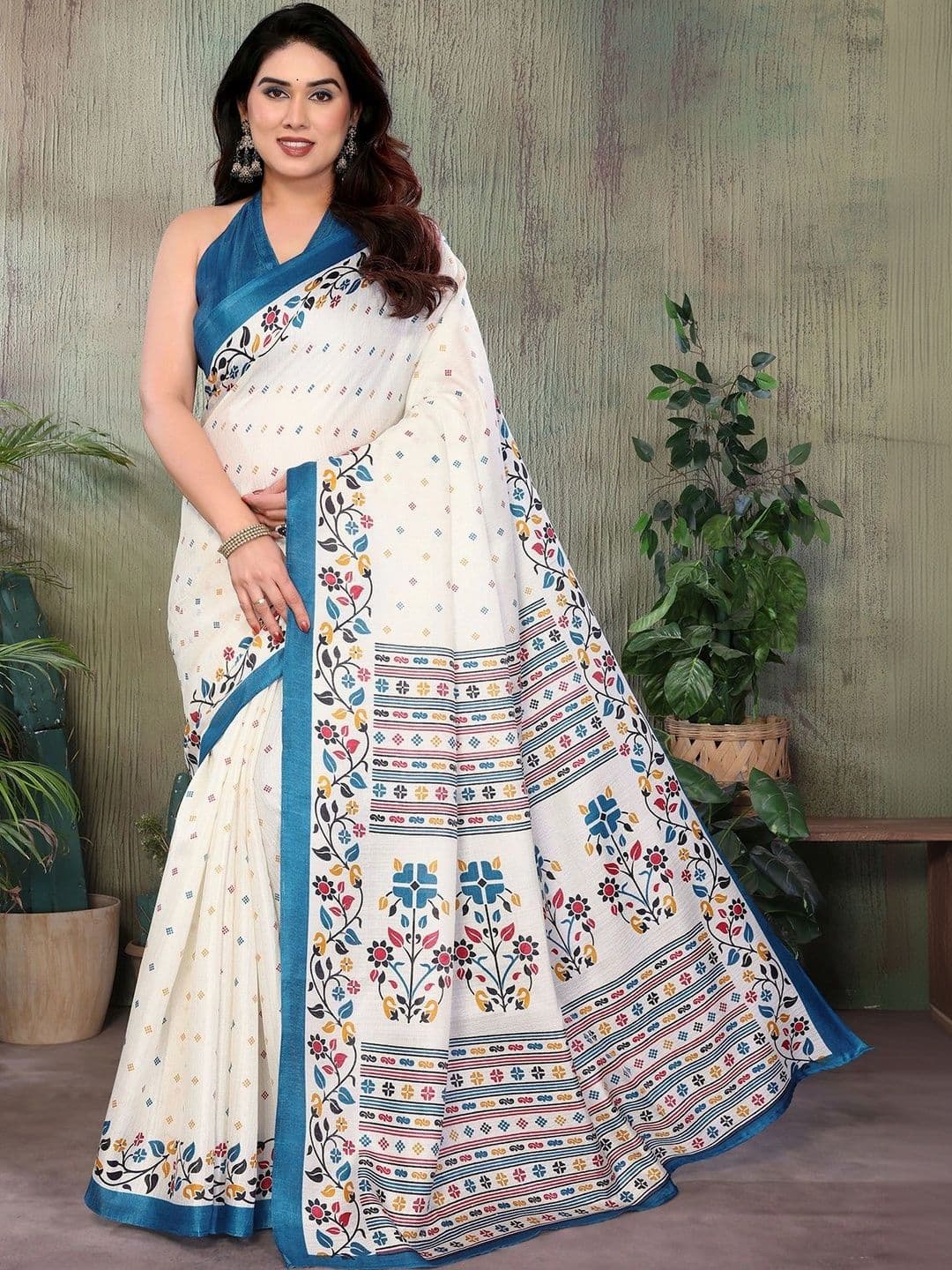 SZN Floral Art Silk Saree - view 1