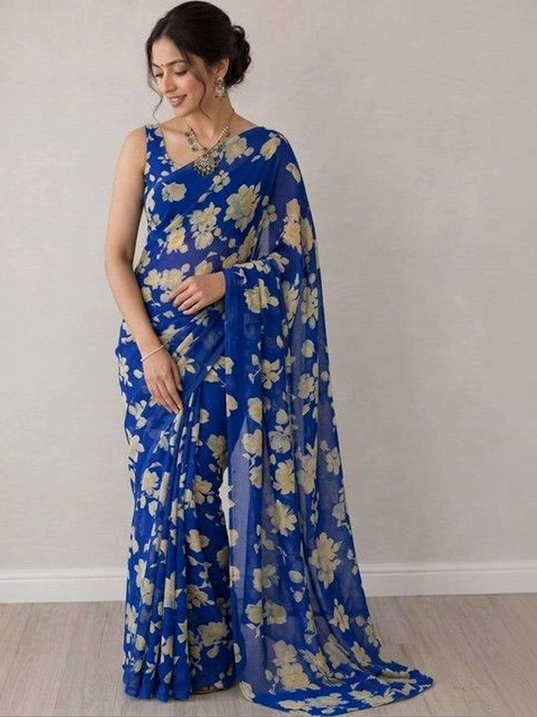 ARIHANT CREATIONS Floral Poly Georgette Saree - view 1