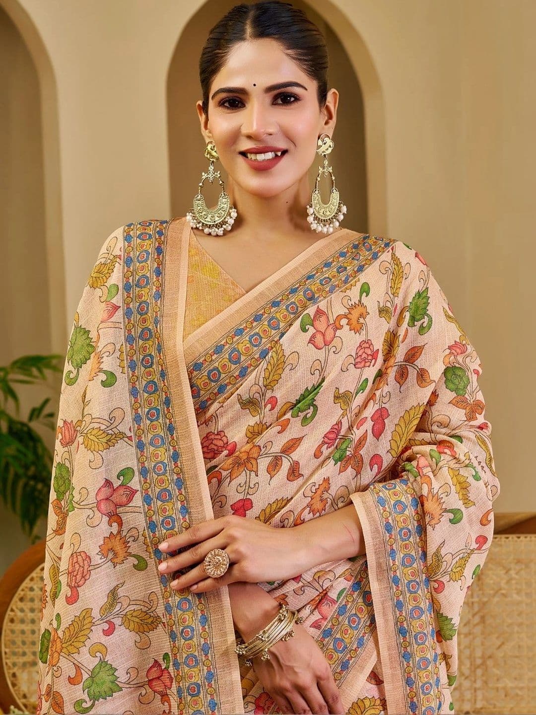 ZAMUNA Floral Tissue Designer Bhagalpuri Saree thumbnail 6