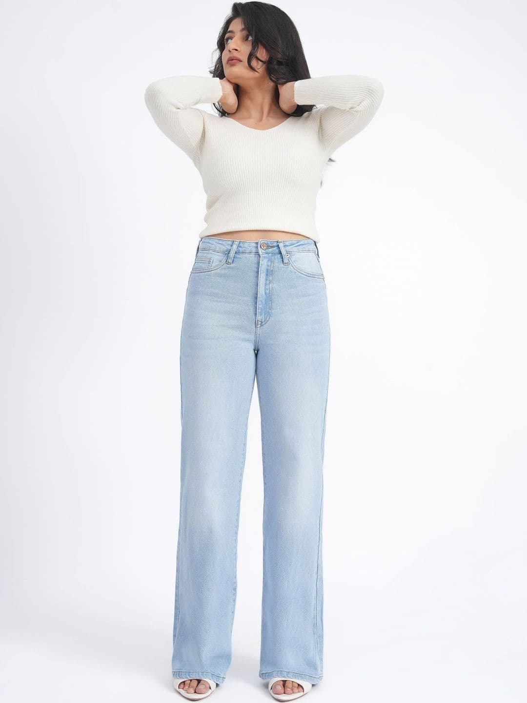 Defrost Jeans Women High-Rise Light Fade Stretchable Baggy Jeans thumbnail 2