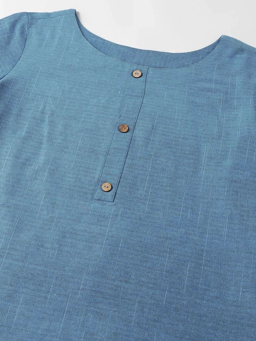 Anouk X fwd Women Blue Cotton Blend Woven Kurta thumbnail 5