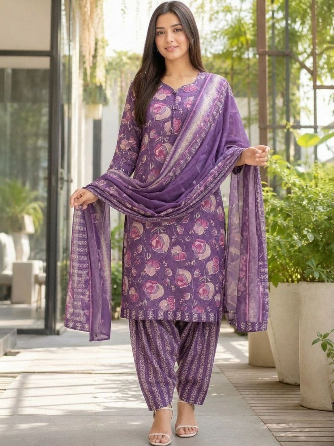Rajnandini Women Floral Printed Regular Kurta with Patiala & With Dupatta thumbnail 6