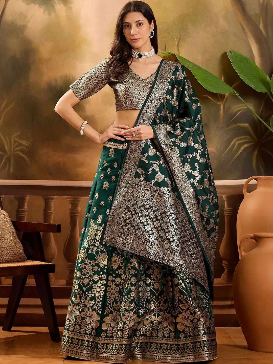 Anouk Rustic Semi-Stitched Lehenga & Unstitched Blouse With Dupatta thumbnail 3