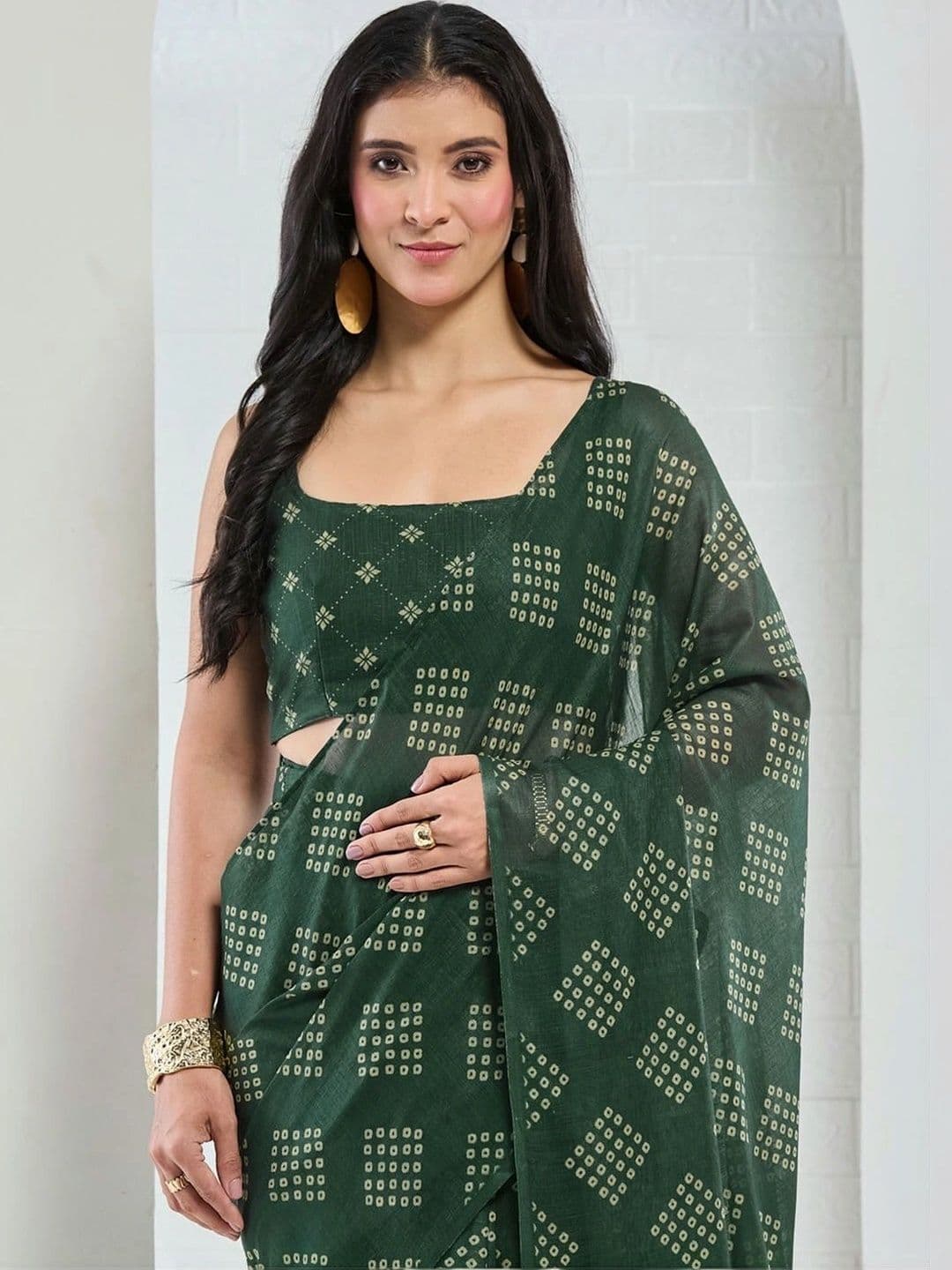 SAMANTHA Bandhani Linen Blend Belted Saree thumbnail 2