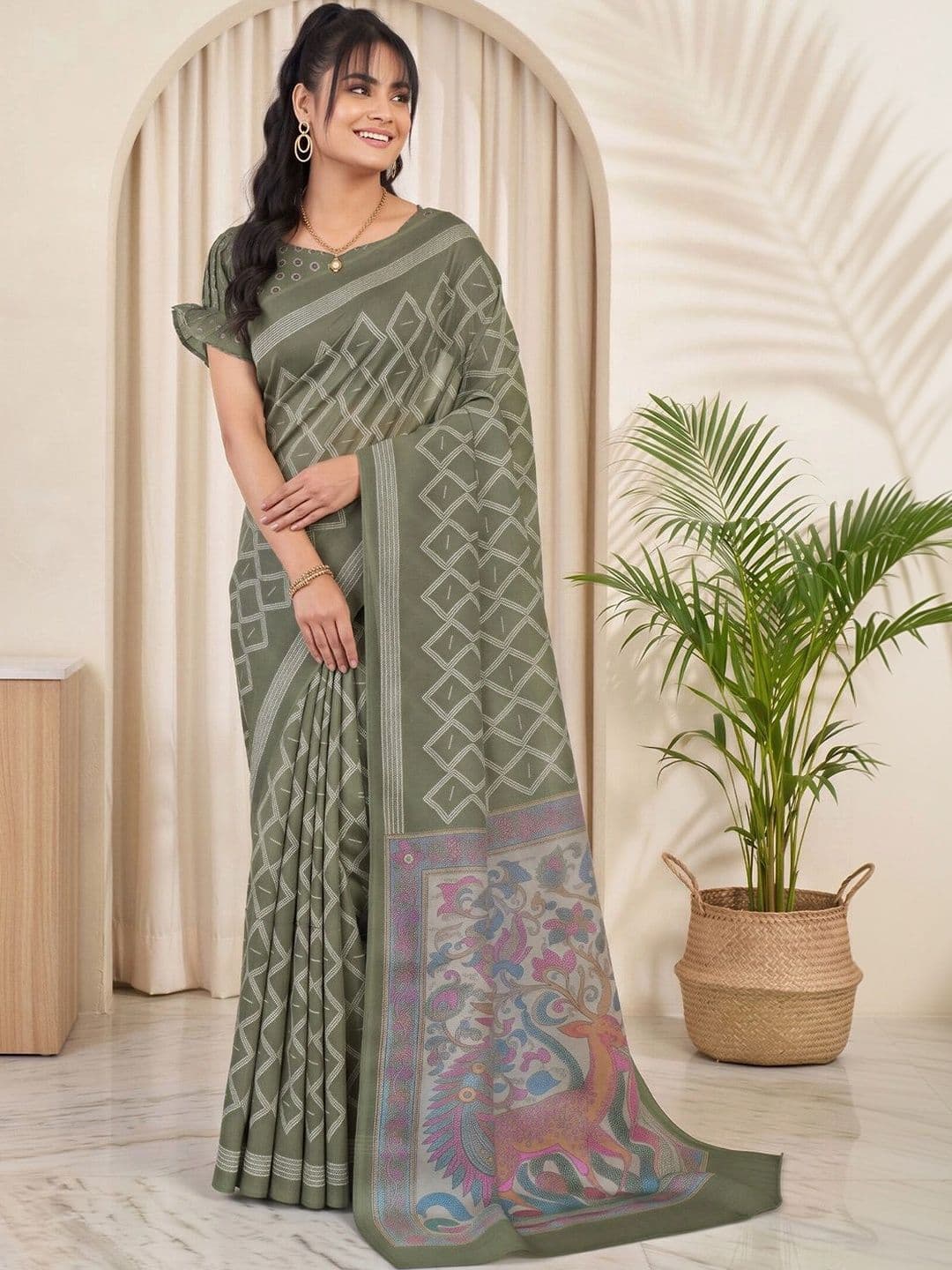 Sangria Linen Blend Designer Saree - view 1