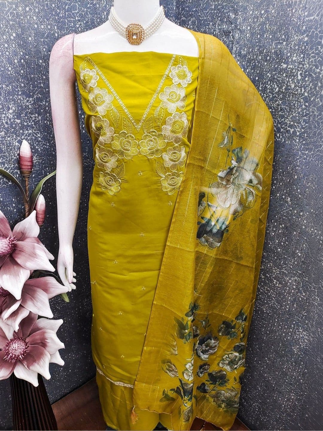 TAVAS Embroidered Unstitched Dress Material - view 1