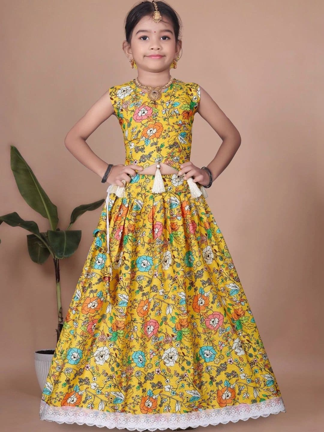 Tiny Twirls Girls Printed Ready to Wear Lehenga & - view 1